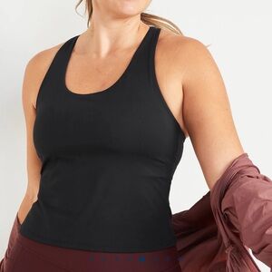 Old Navy PowerSoft Cropped Racerback Tank Top 3X Black